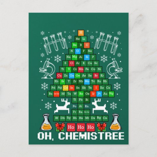 Oh Chemistree Christmas Chemistry Science Periodic Briefkaart (Voorkant)