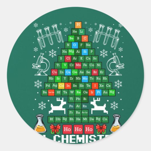 Oh Chemistree Christmas Chemistry Science Periodic Ronde Sticker (Voorkant)
