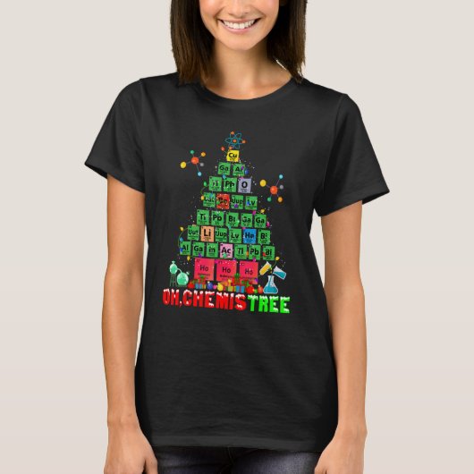 Oh Chemistree kerstboom, kerstlamschemie T-shirt (Voorkant)