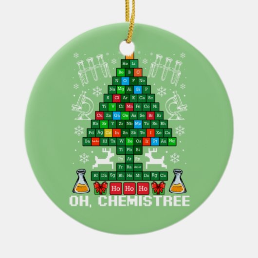 Oh Chemistree kerstchemie wetenschap Periodic Keramisch Ornament (Voorkant)