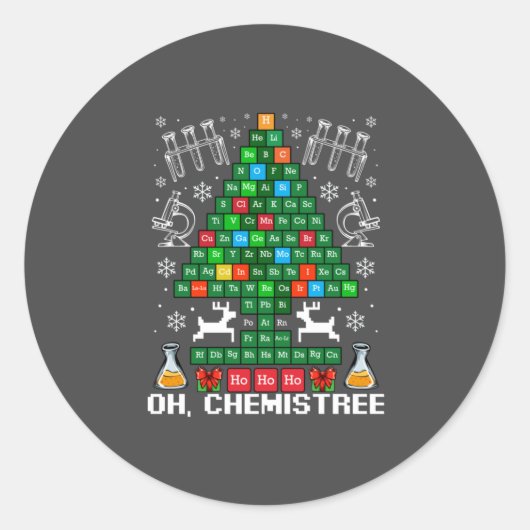 Oh Chemistree kerstchemie wetenschap Periodic Ronde Sticker (Voorkant)