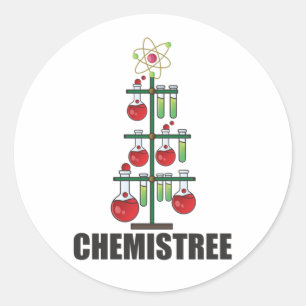 Oh Chemistree Kerstchemieleraar Ronde Sticker