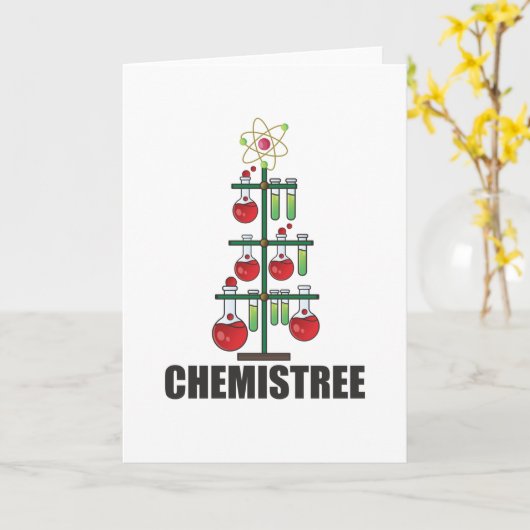 Oh Chemistree Kerstmis Scheikunde Wetenschapsleraa Kaart (Gele Bloem)