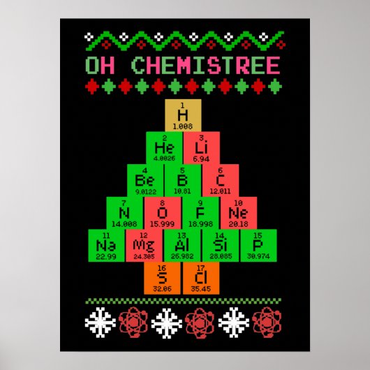 Oh chemistree - lelijke kerstkeuken voor chemicus poster (Voorkant)