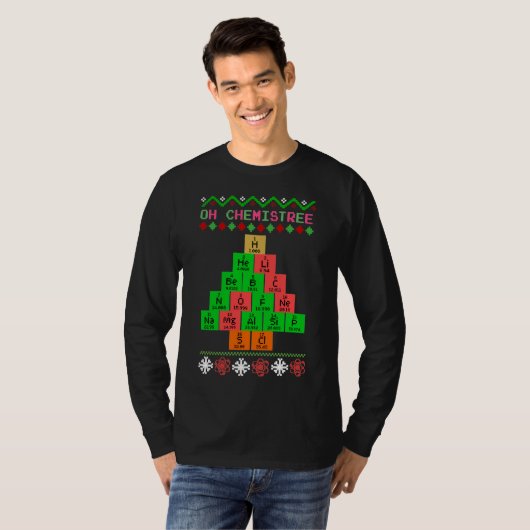 Oh chemistree - lelijke kerstkeuken voor chemicus t-shirt (Voorkant volledig)
