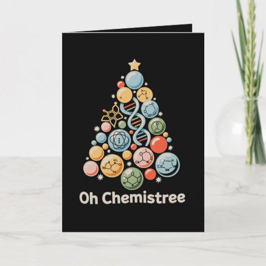 Oh Chemistree Wetenschap Scheikunde Lab Kerstmis K Kaart (Voorkant)