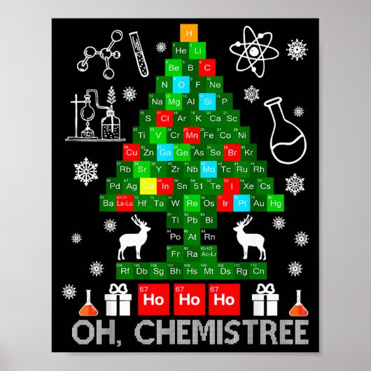 Oh Chemistree Wetenschapper Chemische Kerstmis Xma Poster (Voorkant)