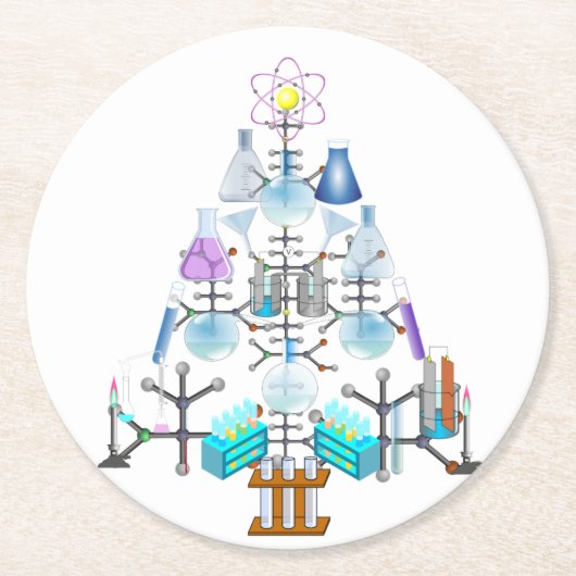 Oh Chemistry, Oh Chemist Tree Ronde Kartonnen Onderzetter (Voorkant)