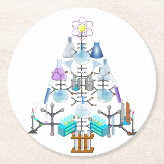 Oh Chemistry, Oh Chemist Tree Ronde Kartonnen Onderzetter (Voorkant)