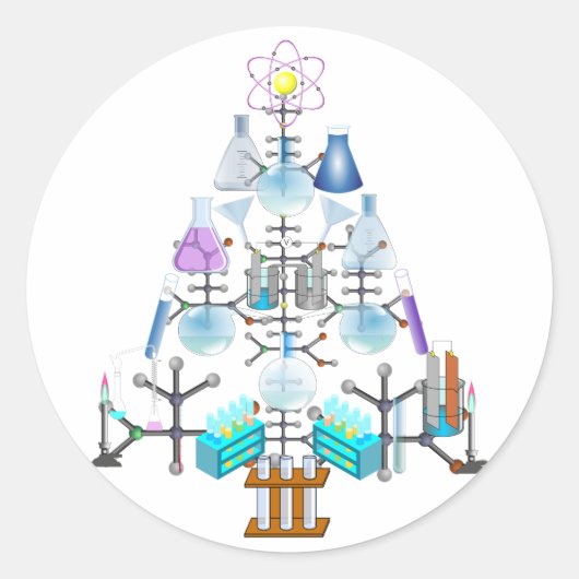 Oh Chemistry, Oh Chemist Tree Ronde Sticker (Voorkant)