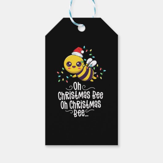 Oh Christmas Bee Xmas Familie Feestdagen Kawaii Ma Cadeaulabel (Voorkant)