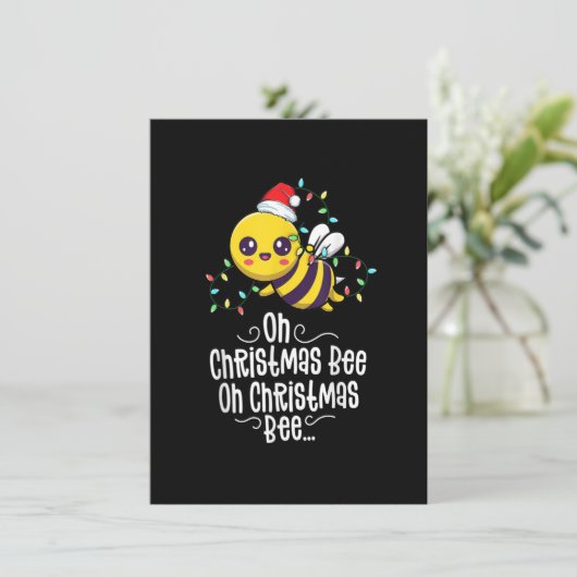 Oh Christmas Bee Xmas Family Holidays Kawaii Mom C Kaart (Staand voorkant)