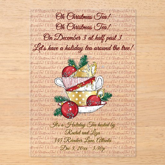 Oh Christmas Tea! Acryl Uitnodigingen (Voorkant)