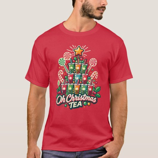 Oh Christmas Tea - Grappige Boba Bubble Tea Vakant T-shirt (Voorkant)