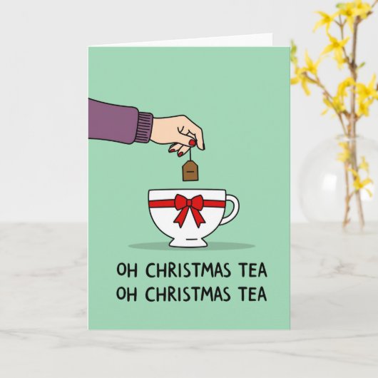 Oh Christmas Tea Pun Funny Holiday Greeting Card Kaart (Gele Bloem)