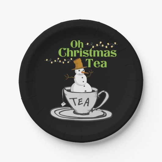 Oh Christmas Tea - Theeliefhebber Kerstvakantie Papieren Bordje (Voorkant)