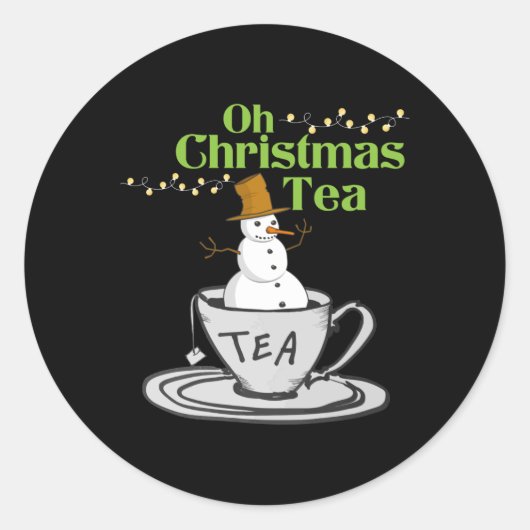 Oh Christmas Tea - Theeliefhebber Kerstvakantie Ronde Sticker (Voorkant)