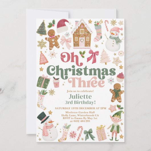 Oh Christmas Three 3rd Birthday Xmas theme Festive Kaart (Voorkant)