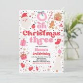 Oh Christmas Three Christmas 3rd Verjaardagsfeest Kaart (Staand voorkant)