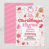 Oh Christmas Three Christmas 3rd Verjaardagsfeest Kaart (Voorkant / Achterkant)