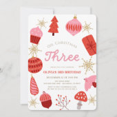 Oh Christmas Three Christmas Pink 3rd Birthday Kaart (Voorkant)