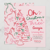 Oh Christmas Three Coquette Christmas 3rd Birthday Kaart (Voorkant / Achterkant)