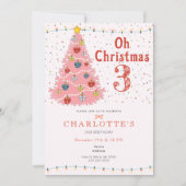 Oh Christmas Three Pink Girl 3rd Birthday Kaart (Voorkant)