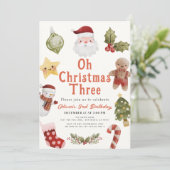 Oh Christmas Three Santa 3rd Birthday Kaart (Staand voorkant)