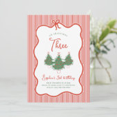 Oh Christmas Three Vintage Preppy Bow Birthday Kaart (Staand voorkant)