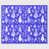 Oh Christmas Tree Blauw inpakpapier (Vlak)