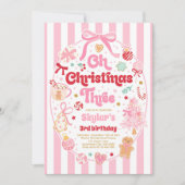 Oh Christmas Tree Coquette Bow 3rd Birthday Kaart (Voorkant)