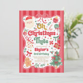 Oh Christmas Tree Coquette Bow 3rd Birthday Kaart (Staand voorkant)