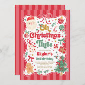 Oh Christmas Tree Coquette Bow 3rd Birthday Kaart (Voorkant / Achterkant)