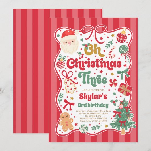 Oh Christmas Tree Coquette Bow 3rd Birthday Kaart (Voorkant / Achterkant)