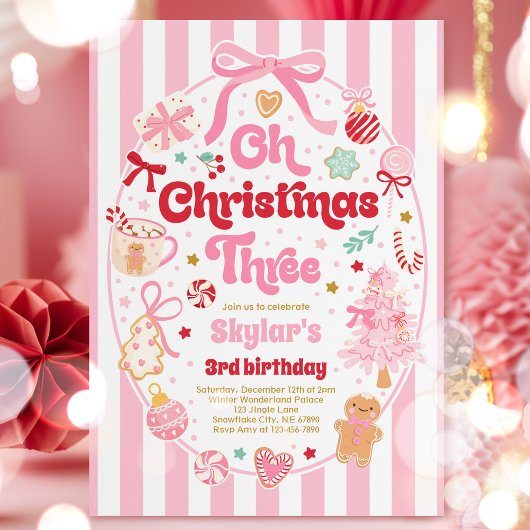 Oh Christmas Tree Coquette Bow 3rd Birthday Kaart