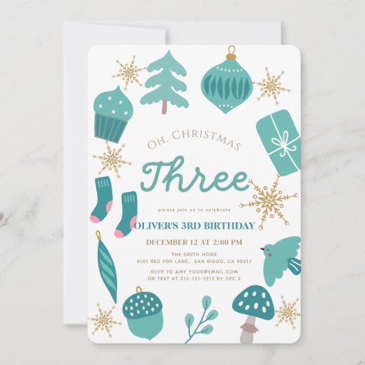 Oh Christmas Tree Holiday Green 1st Birthday Kaart (Voorkant)