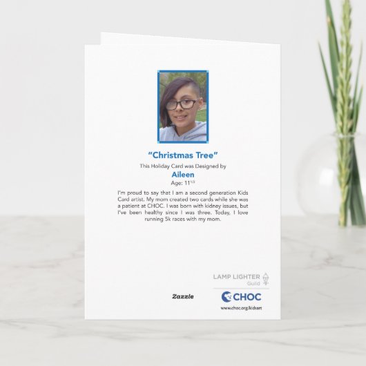 Oh Christmas Tree - Kinder kunst voor CHOC Bedankkaart (Achterkant)