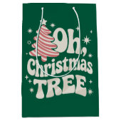 Oh Christmas Tree Light Merry Christmas Xmas  Medium Cadeauzakje (Voorkant)