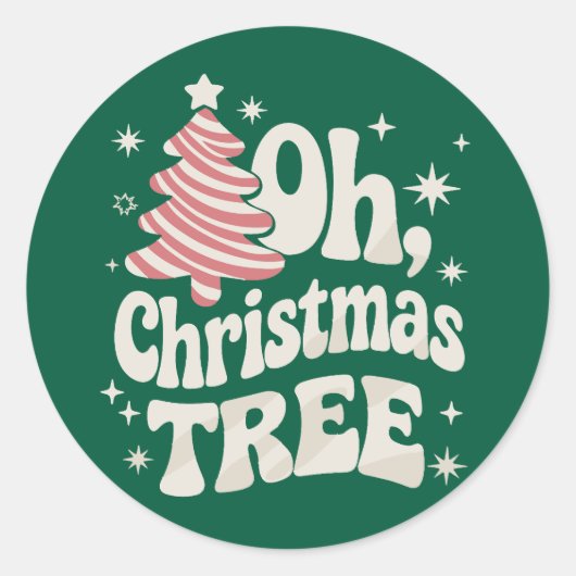 Oh Christmas Tree Light Merry Christmas Xmas  Ronde Sticker (Voorkant)