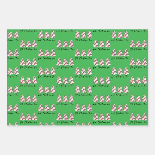 Oh Christmas Tree Little Debbie Cakes Gift Wrap Inpakpapier Vel (Voorkant)