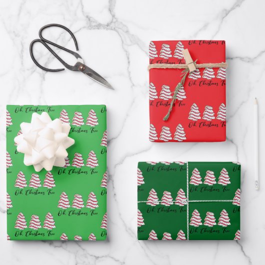 Oh Christmas Tree Little Debbie Cakes Gift Wrap Inpakpapier Vel (Voorkant)