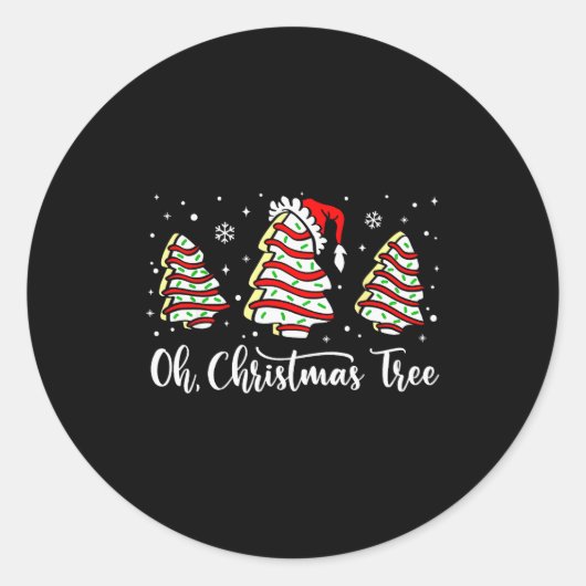 Oh Christmas Tree Shirt Snack Cake Xmas For Women  Ronde Sticker (Voorkant)