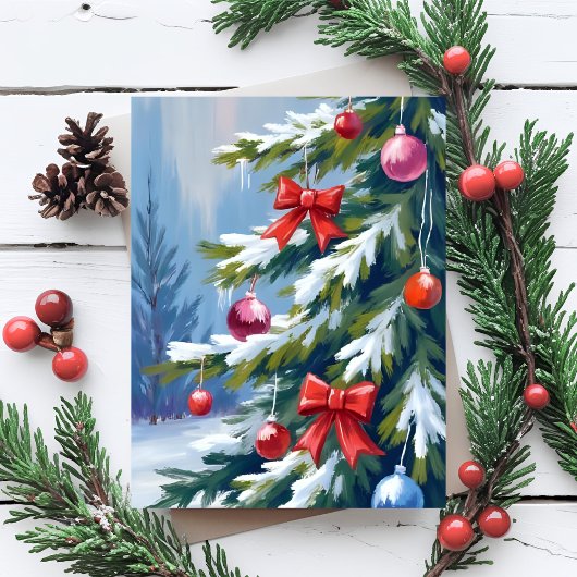 Oh Christmas Tree Watercolor Painting Feestdagenkaart