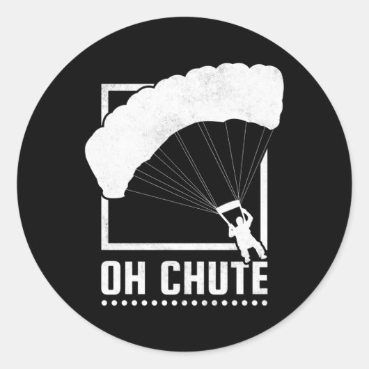 Oh Chute Skydiving Ronde Sticker (Voorkant)