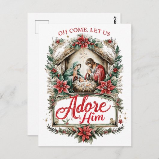 Oh Come Let Us Adore Him Briefkaart (Voorkant / Achterkant)
