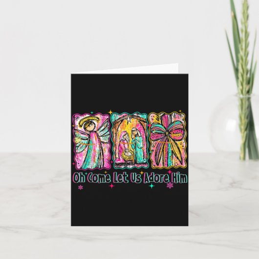 Oh Come Let Us Adore Him Christian Christmas Coque Kaart (Voorkant)