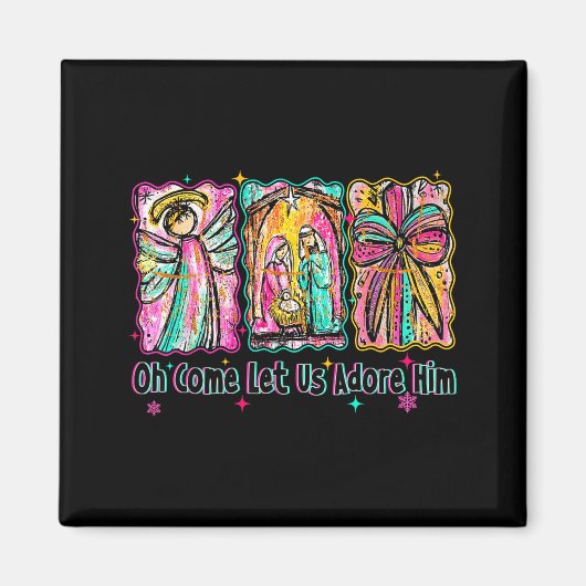 Oh Come Let Us Adore Him Christian Christmas Coque Magneet (Voorkant)