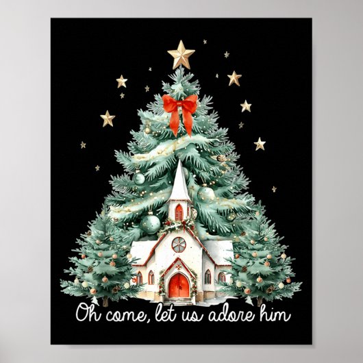 Oh Come Let Us Adore Him Christian Jesus Christmas Poster (Voorkant)