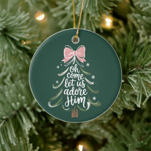 Oh Come Let Us Adore Him Christian Xmas Religious Keramisch Ornament (Boom)