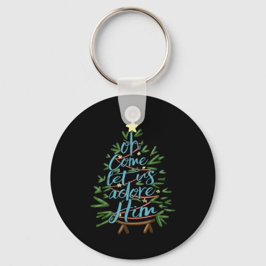 Oh Come Let Us Adore Him, Christmas Tree Quote Sleutelhanger (Voorkant)